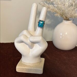 Hand Crafted Turquoise Sterling Silver Ring Size 4